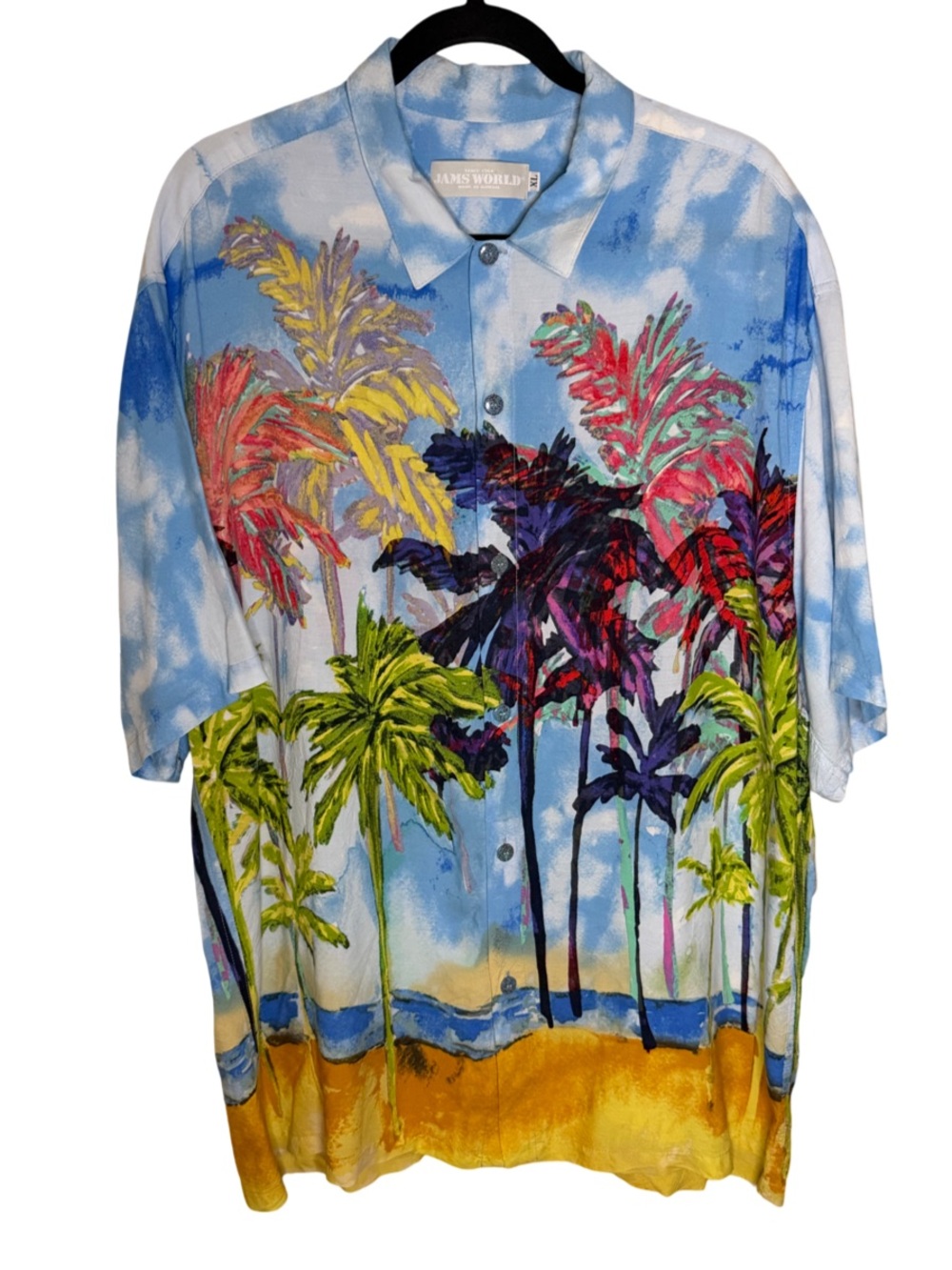 Jams World Coco Palm Hawaiian Shirt XL Rayon Made in Hawaii